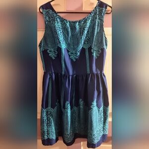 Ultra Pink Teal and Blue Boho Western Sleeveless Mini